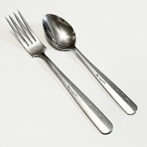 2pc Imperial Intl Star Time – Fork & Teaspoon – Mid-Century Atomic Starburst